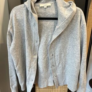 LOFT Gray Cardigan Hoodie Sweater